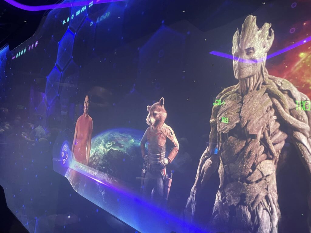 Screen inside Disney's Guardians of The Galaxy Cosmic Rewind