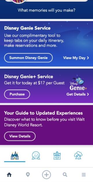 Disney app home screen