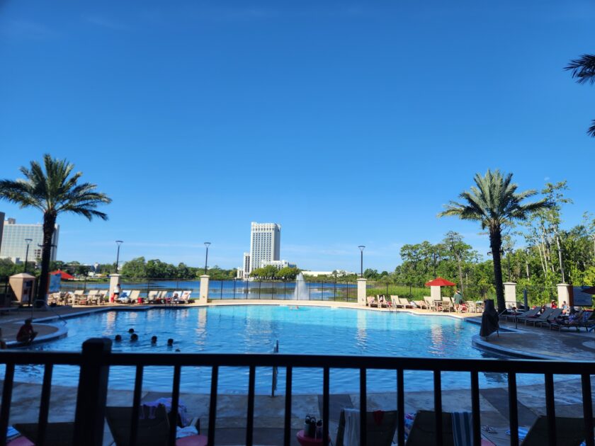 The pool at the Drury Plaza Hotel, a Disney Good Neighbor Resort.