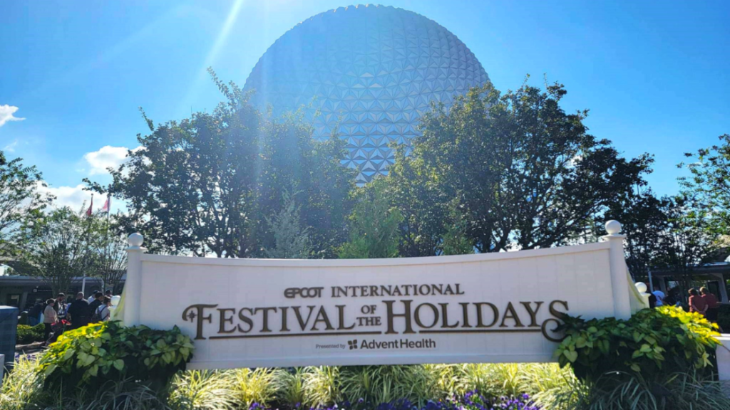 Festival of the holidays sign at EPCOT in Disney World