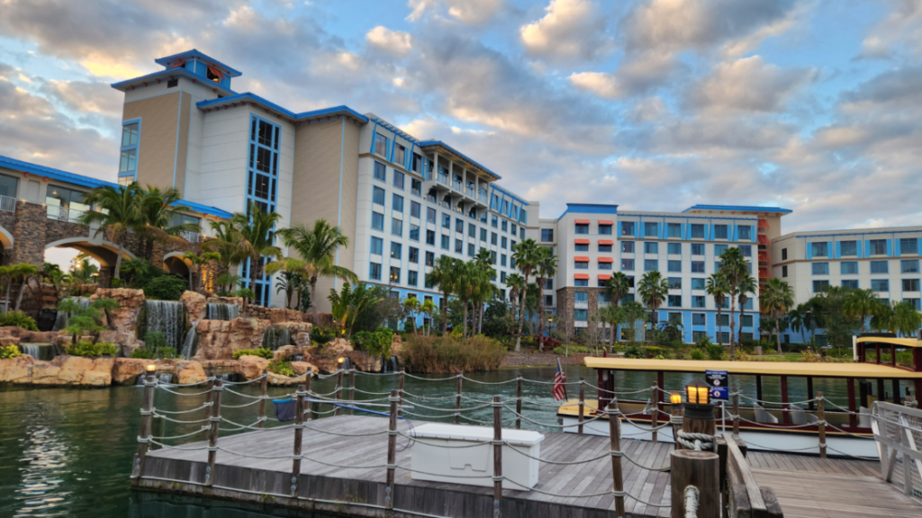 Sapphire Falls Resort from the boat launch.