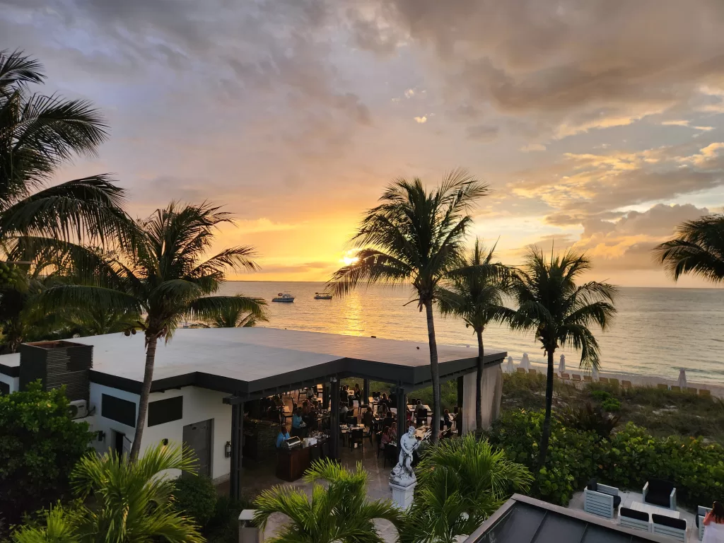 Sunset view from Sky, a restaurant on property.