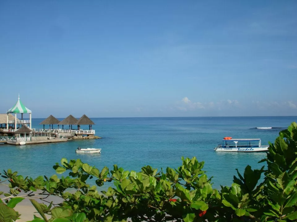 The view of the ocean from the beach at Sandals Ochi