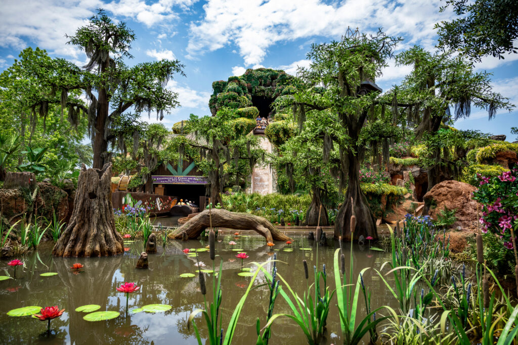 View of the exterior of Tiana's Bayou Adventure