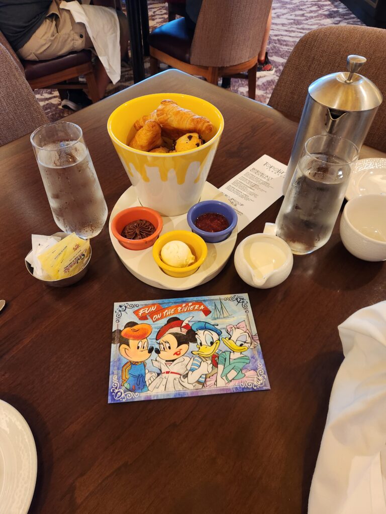 Bread service at Topolino's Terrace breakfast